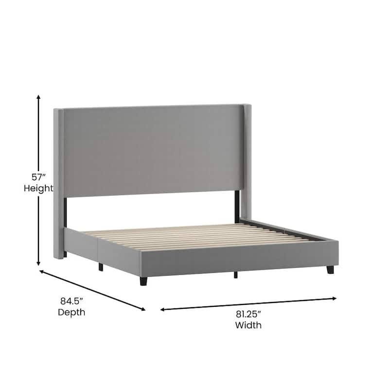 Modern Upholstered Platform Bed with Channel Stitched Headboard