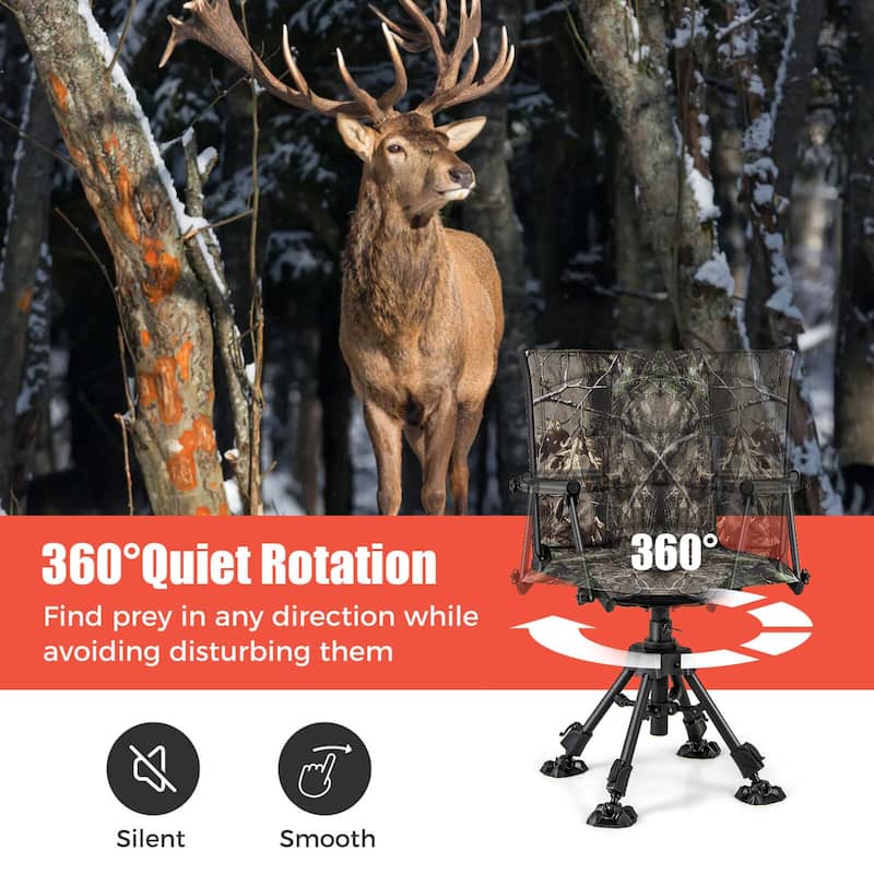 Goplus Swivel Hunting Chair with 4 360° Adjustable Legs Folding Silent - See Details