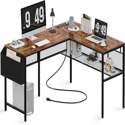 L Shaped Office Desk with Power Outlets