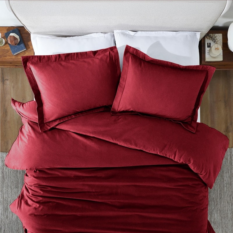 Superior Classic Solid Flannel Cotton Duvet Cover Set