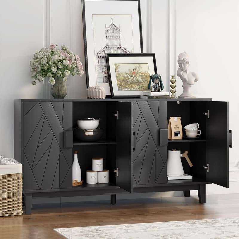 Framehouse 4-Door Buffet Cabinet Multifunctional Decorative Cabinet for Living Room or Dining Area