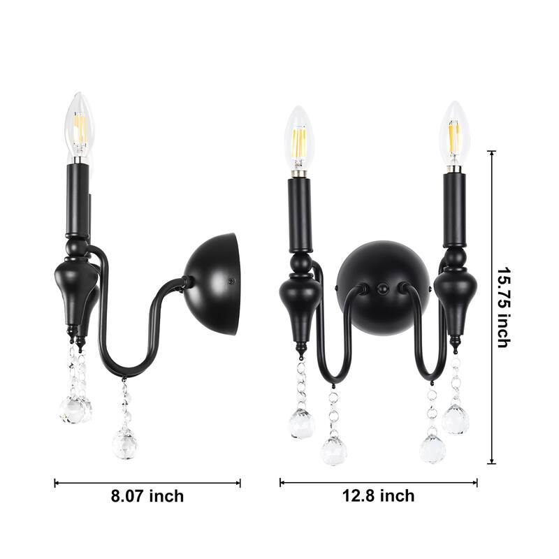2 - Light Simple Round - Based Wall Sconce - Matte Black