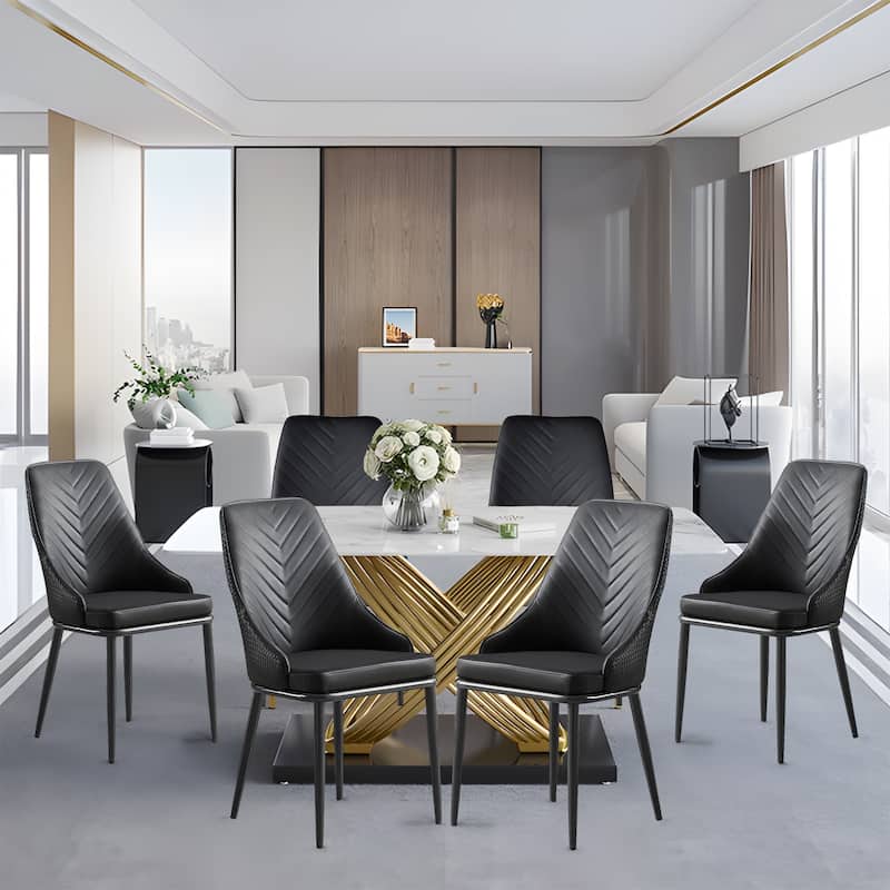 Faux Leather Upholstered Dining Chairs, Set of 4 - 18.1"W x 21.3"W x 36.6"H