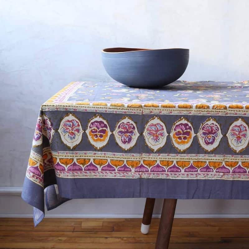 Couleur Nature Pansy Rectangle Tablecloth - 71" x 142" - Red/Grey