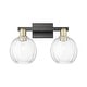 preview thumbnail 58 of 57, Innovations Lighting Downtown Urban - Preston - 2 Light 16" Globe Shade Bath Vanity Light Clear/Black Antique Brass