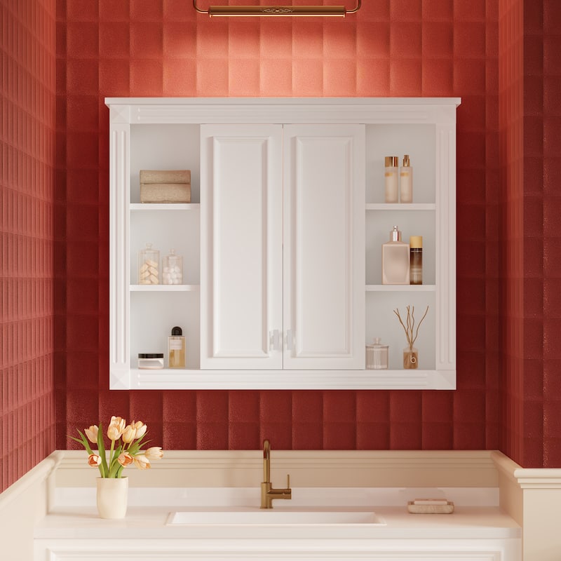 36" x 28" Medicine Cabinet, Wall Mounted Bathroom Storage Cabinet, with 1 Adjustable Shelf, Wall-Mounted Medicine Cabinet