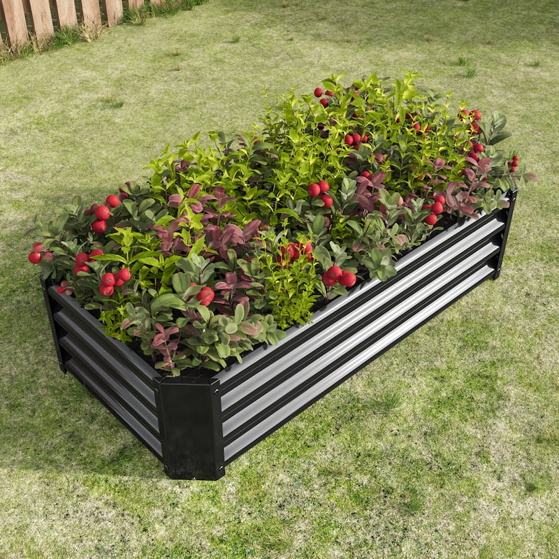 Metal Raised Rectangle Planter Beds for Plants, Metal Oval Raised Garden Bed Planter