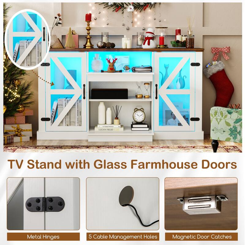 Gymax 59'' Media Console Table w/3-Level Shelves LED Lights 22 Dynamic