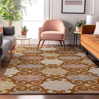 Premium Washable Super Soft Ornate Scroll Mayfield Rug