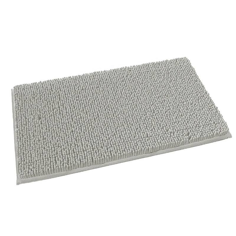 Large 2 Piece Set Warm Grey Soft Cozy Plush Chenille Bath Mat Bathroom Rug