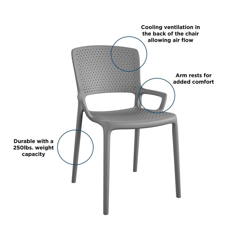 COSCO Outdoor/Indoor Stacking Resin Dining Chair, Set of 2
