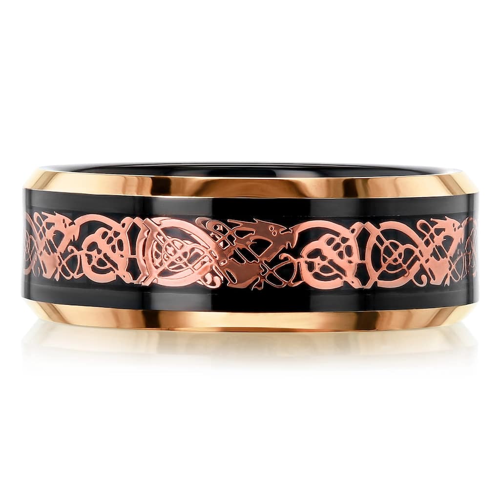 Kobelli 8mm Tungsten Carbide Celtic Dragon Ring