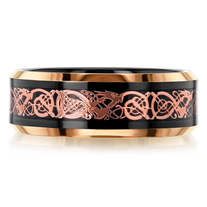 Kobelli 8mm Tungsten Carbide Celtic Dragon Ring - 8.5 - Black