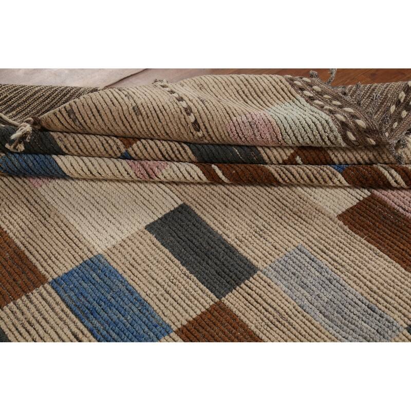 All-Over Geometric Moroccan Oriental Area Rug Hand-Knotted Wool Carpet - 8'11"x 12'4"