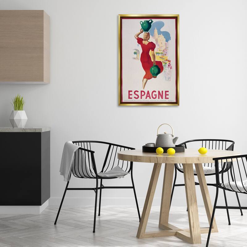 Stupell Vintage Spain Travel Advertisement Framed Floater Canvas Wall Art Design By Marcus Jules