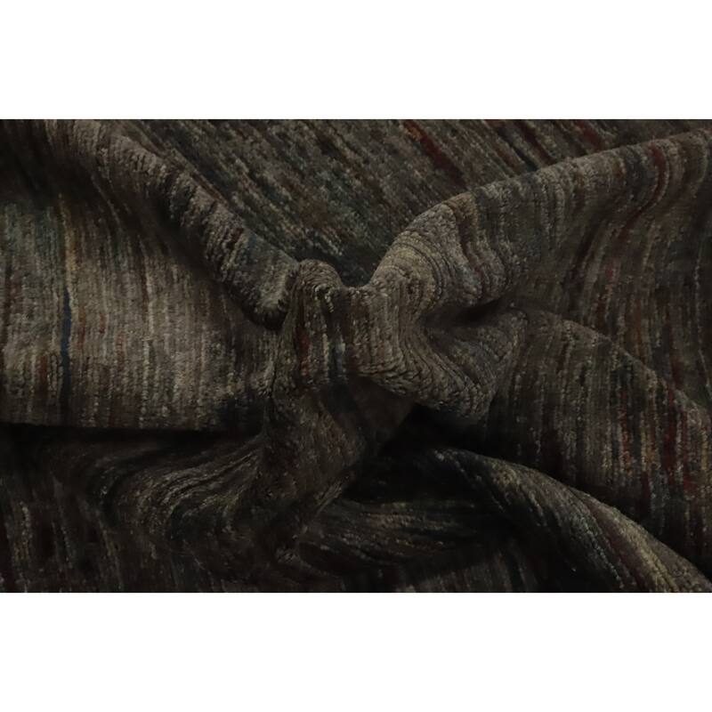 Vegetable Dye Wool Gabbeh Modern Area Rug Handmade Wool Carpet - 9' 7'' X 7' 11''