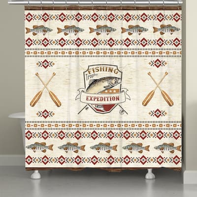Laural Home Fishing Expedition Shower Curtain 71x72
