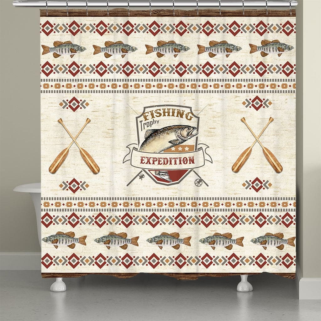Laural Home Fishing Expedition Shower Curtain 71x74
