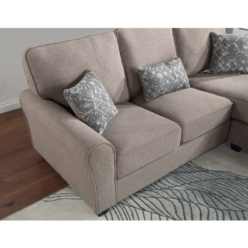 Chenille Fabric Upholstered Reversible Sectional Sofa Couch with Pillows