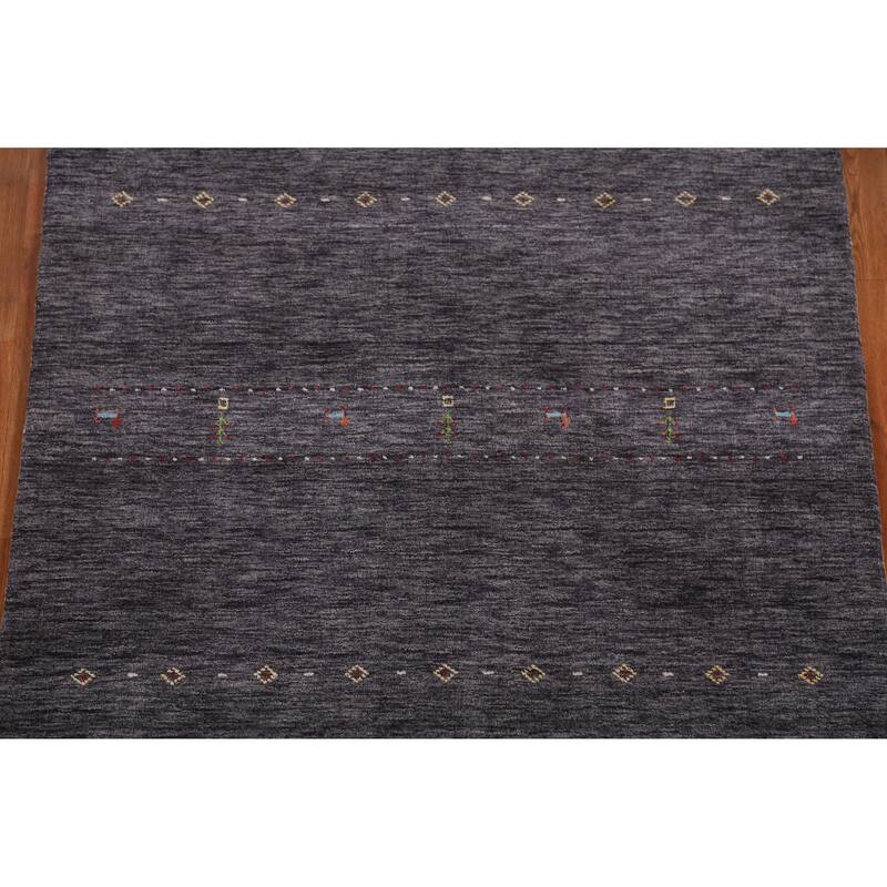 Hand Knotted Oriental 100% Wool Carpet Tribal Animal Pictorial Greys & Charcoal Gabbeh Area Rug - 7' 10'' X 5' 0''