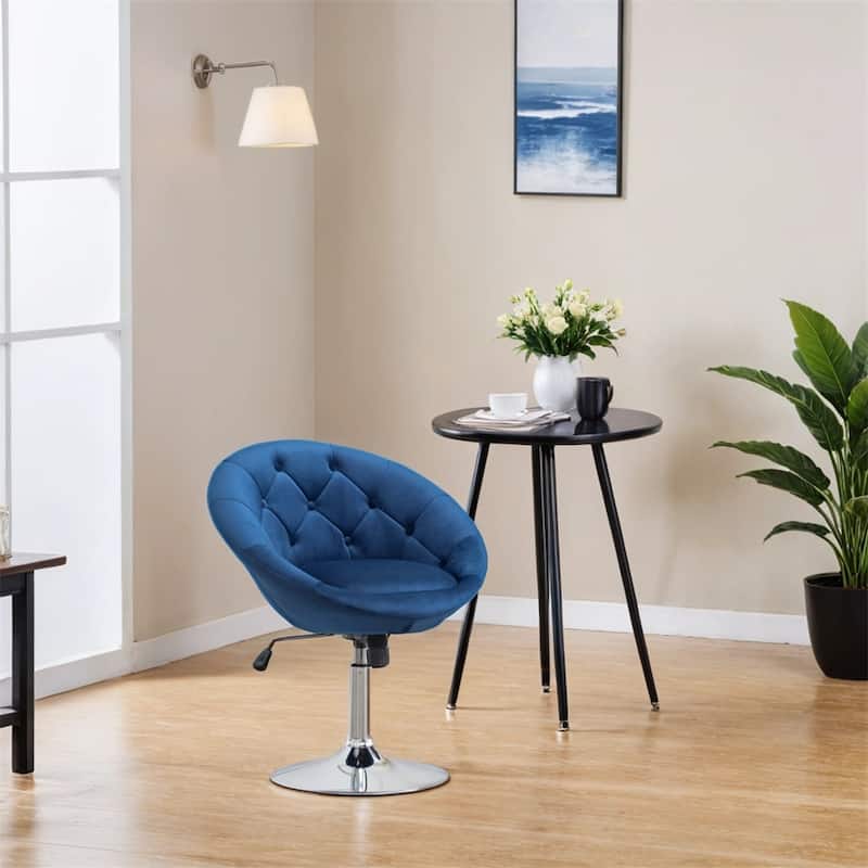Velvet Upholstered Tufted Back Swivel Accent Chair