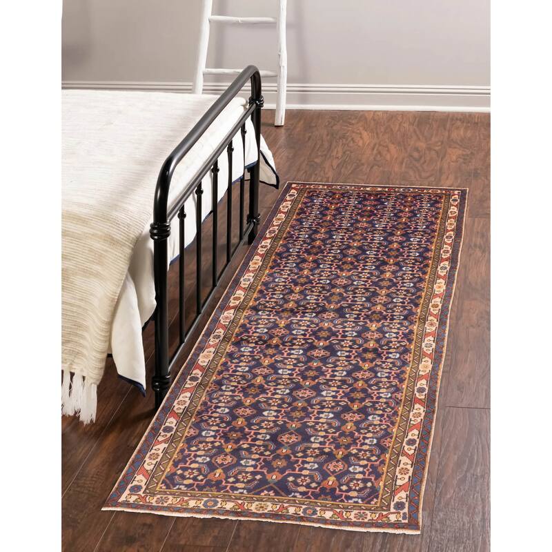 ECARPETGALLERY Hand-knotted Andelz Dark Navy Wool Rug - 3'3 x 9'1