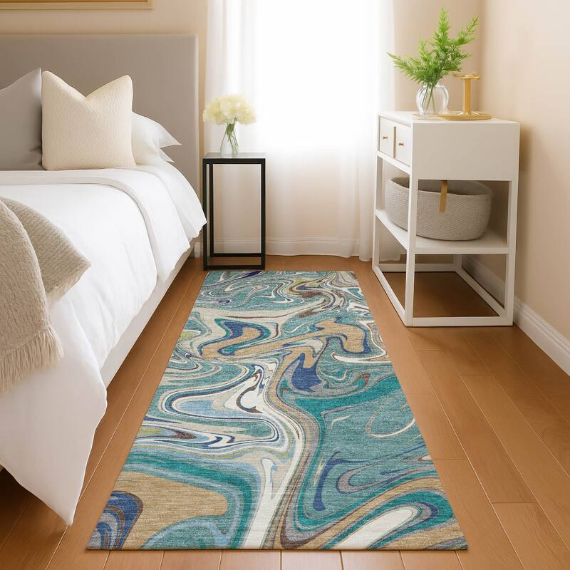 Machine Washable Indoor/ Outdoor Contemproary Fusion Chantille Rug