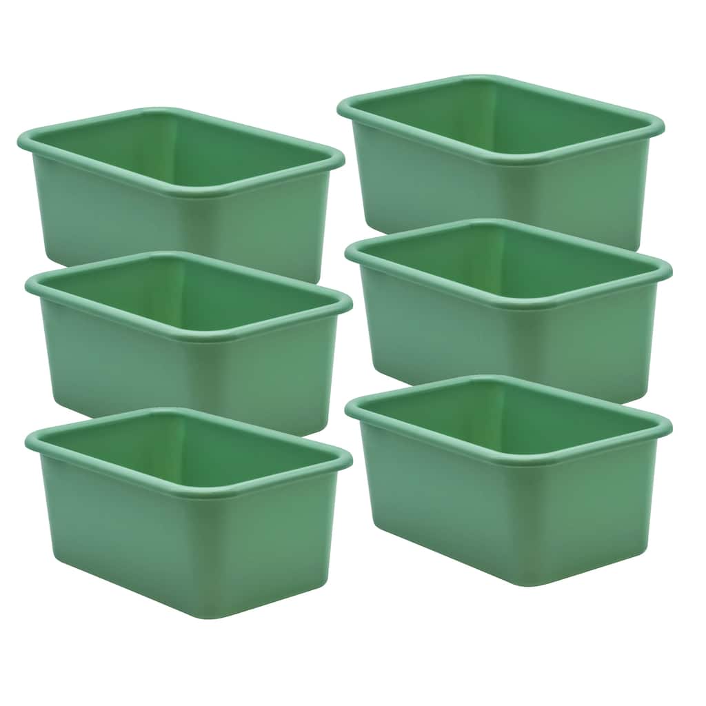 Teacher Created Resources Eucalyptus Green Small Plastic Storage Bin, Pack of 6