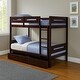 preview thumbnail 1 of 4, Asin Twin Bunk Bed, Front Facing Ladder, Storage, Solid Pine Wood, Brown