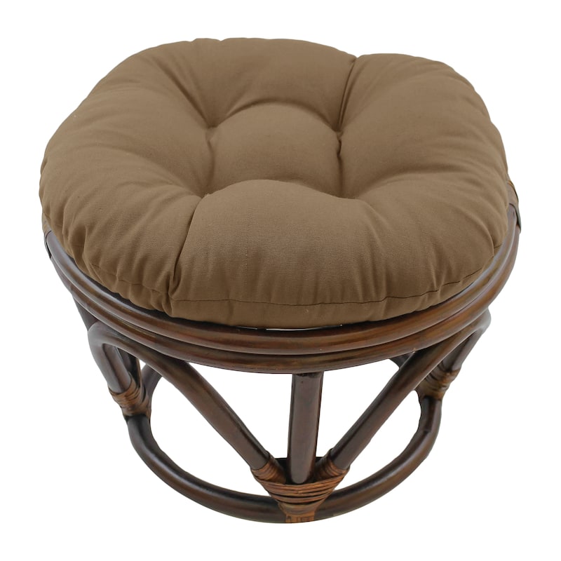 18-inch Round Twill Footstool/Ottoman Cushion (Cushion Only) - 18 x 18 - toffee
