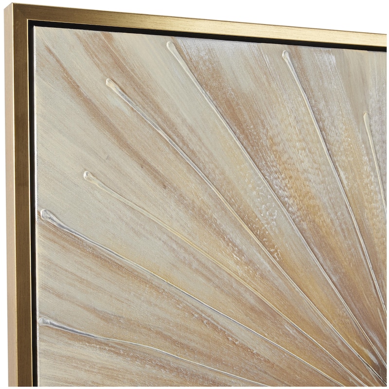 Canvas Starburst Radial Framed Wall Art with Gold Frame - Brown - Roche River Decor
