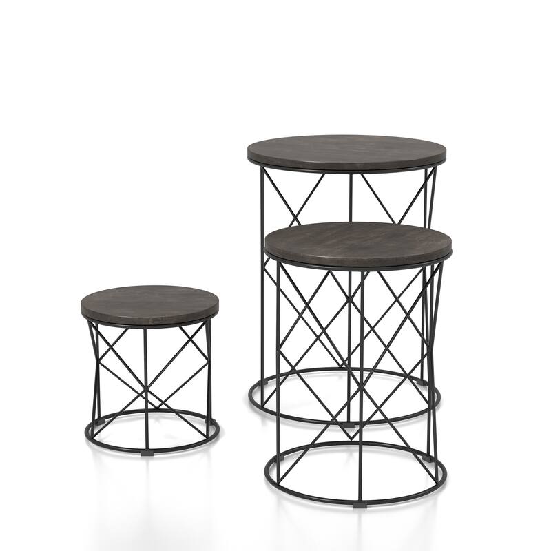 Rusk Modern 17-inch Metal 3-Piece Nesting Tables Set by Furniture of America