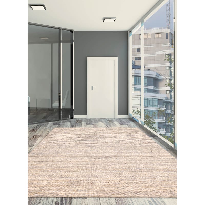 ECARPETGALLERY Braid weave Sienna Ivory Wool Kilim - 9'0 x 12'0