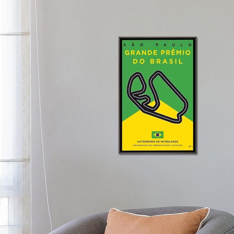 iCanvas "F1 Interlagos Track Minimal Poster" by Chungkong Framed