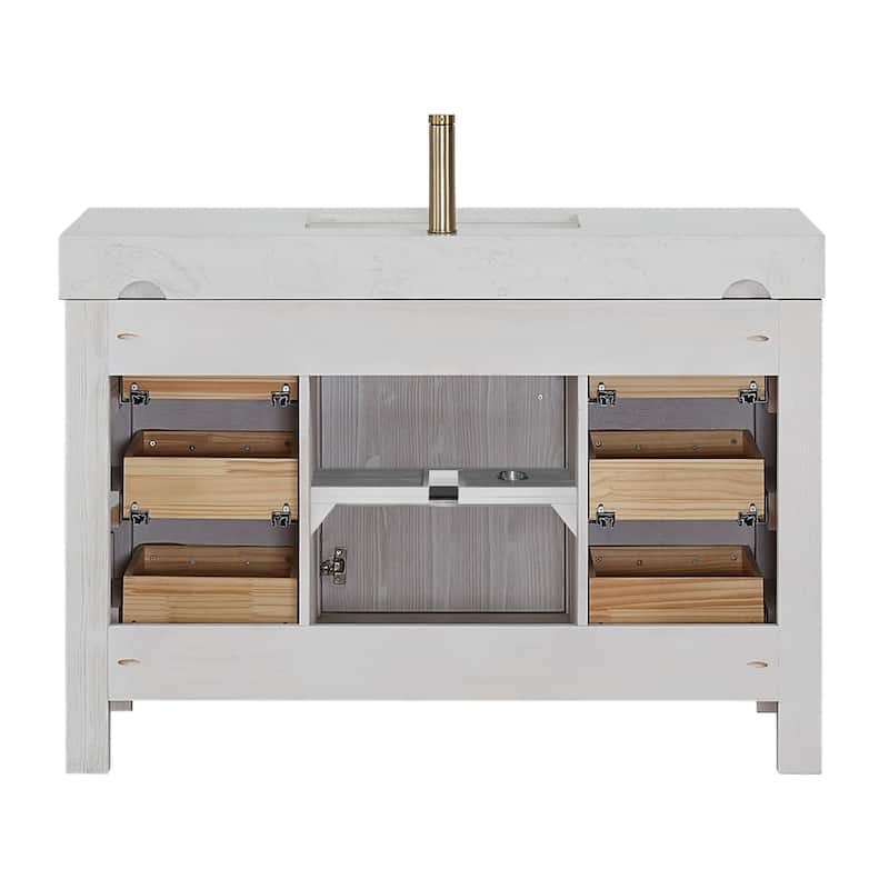 Leon 48 in. Single Bathroom Vanity with Composite Stone Top