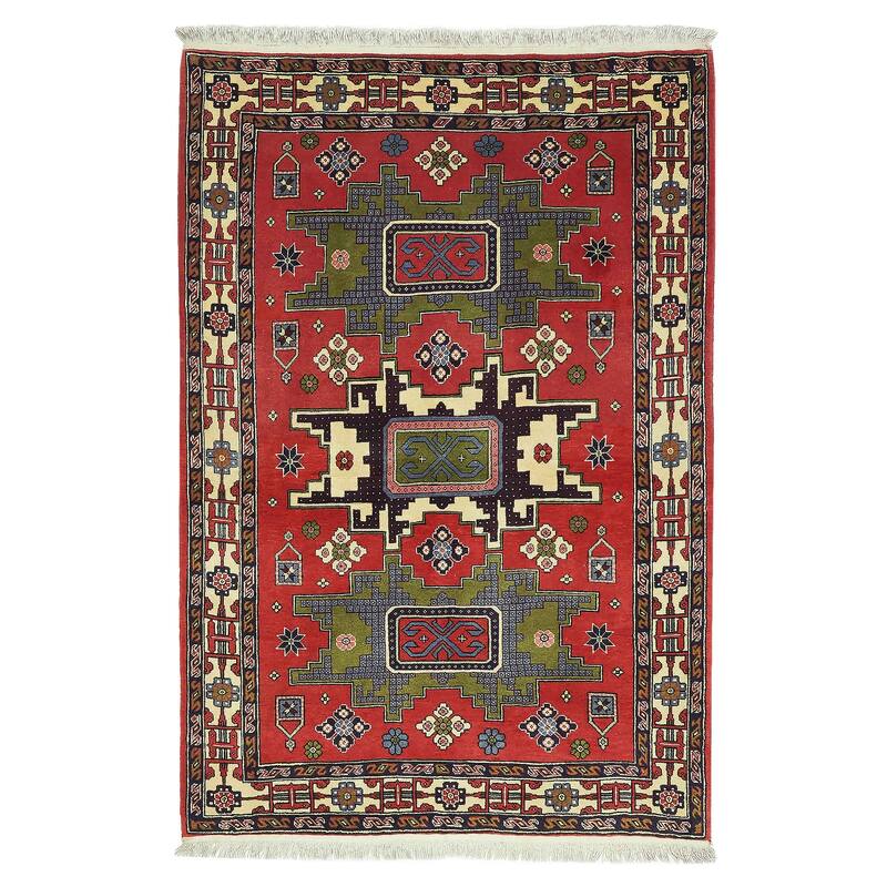 ECARPETGALLERY Hand-knotted Kayseri Vintage Red Wool Rug - 3'6 x 5'2