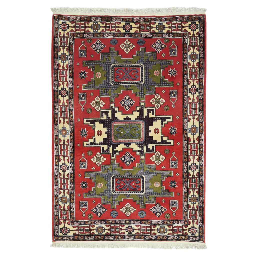 ECARPETGALLERY Hand-knotted Kayseri Vintage Red Wool Rug - 3'6 x 5'2