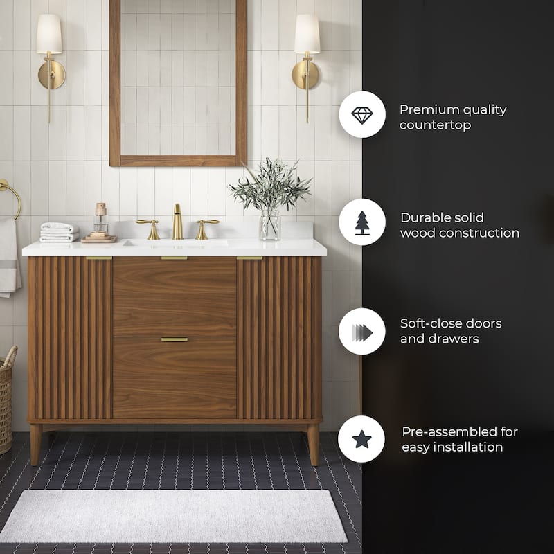 Gabi Bathroom Vanity with White Engineered Stone Top