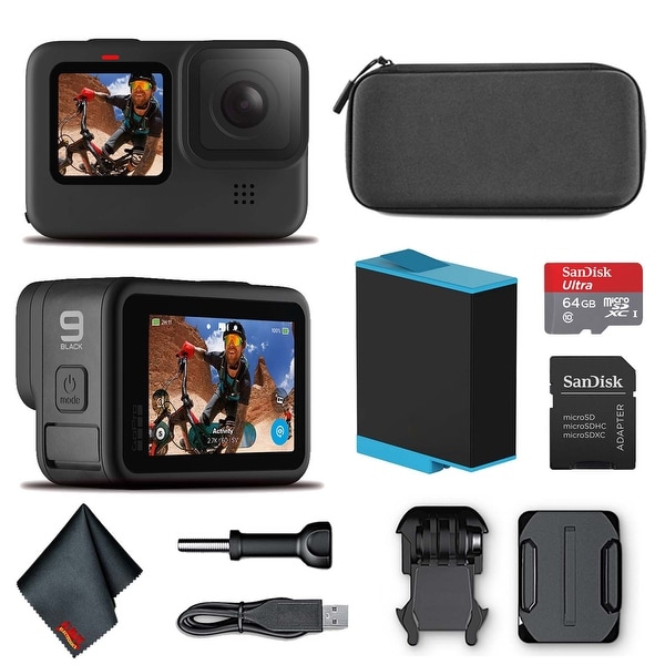 GoPro HERO9 Black - Waterproof Action Camera 64GB Card and Cleaning. Opens flyout.