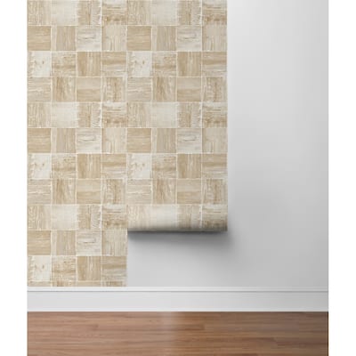 Rosemead, Wood Block 18' x 20.5" Peel & Stick Wallpaper Roll