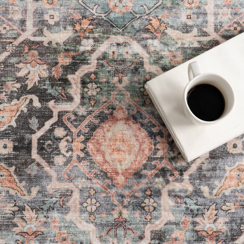 Nuloom Caisyn Bordered Medallion Machine Washable Area Rug