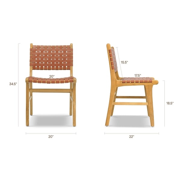 TEAK & LEATHER DINIG CHAIR② Poly & Bark Banda Teak & Leather Dining Chair - Solid Teak Wood