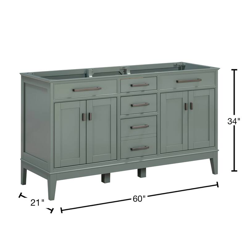 Madison 60 in. Double Bathroom Vanity Cabinet - 60"W x 21"D