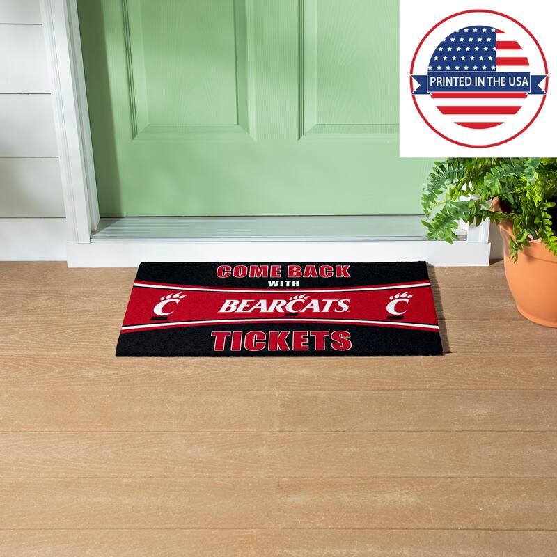 University of Cincinnati 28 in. x 16 in. PVC "Come Back With Tickets" Trapper Door Mat