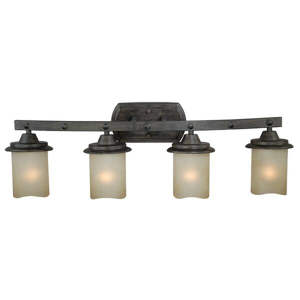slide 1 of 5, Halifax 4 Light Bronze Rustic Bathroom Vanity Fixture - 30.25-in W x 8.75-in H x 8.13-in D