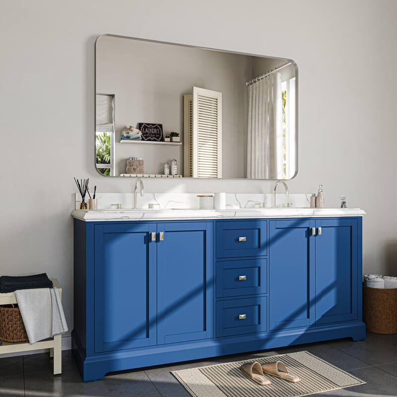 Stylish Rounded Aluminum Framed Bathroom Mirror – Full Length Wall Accent Mirror for Elegant Home Decor