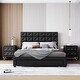 preview thumbnail 28 of 36, Queen Size Bed Set w/Two Nightstands,Wireless Chargers and NightLights Black