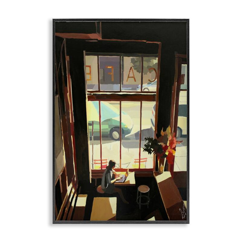 Stupell Tranquil Cafe Environment Framed Giclee Art Design By Keith Thomson - 16 x 24 - Black