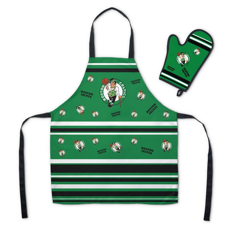 NBA Press Apron BBQ Mitt 2-piece Set - 24" x 28" - Boston Celtics