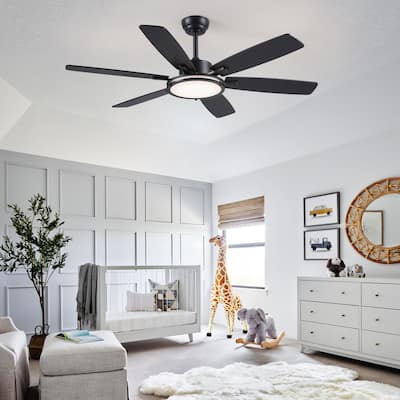 52" Ceiling Fan with Light and Remote,3 Color LED Light,Retracable Blades - 52 Inches